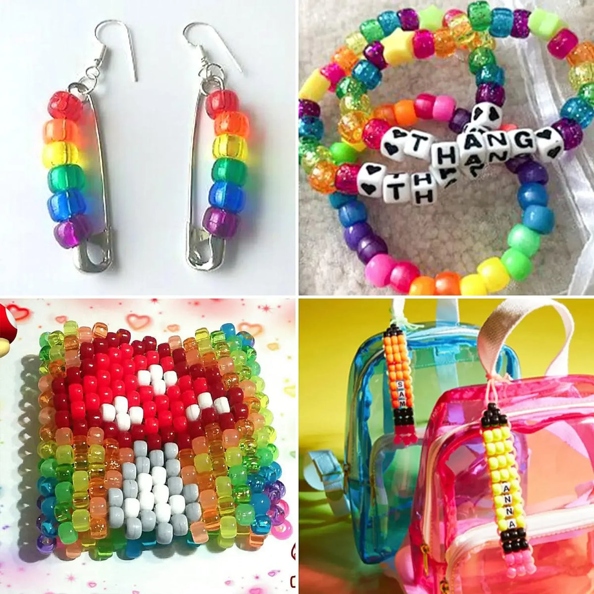 Exemples de bijoux et d’accessoires créés avec des perles Kandi