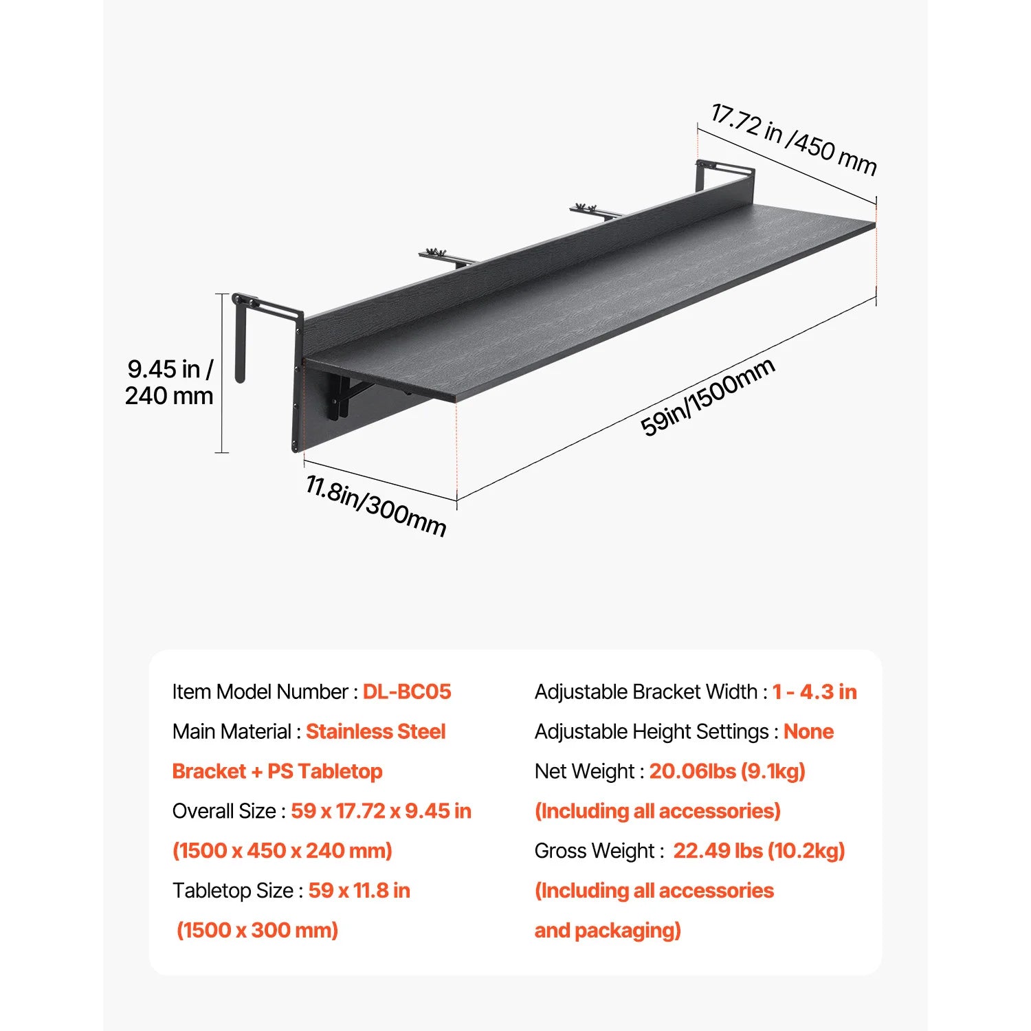Table de balcon suspendue et pliante