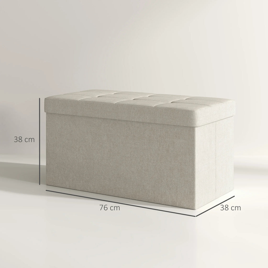 Banc coffre pliable 76 cm, rangement 84 L — dimensions