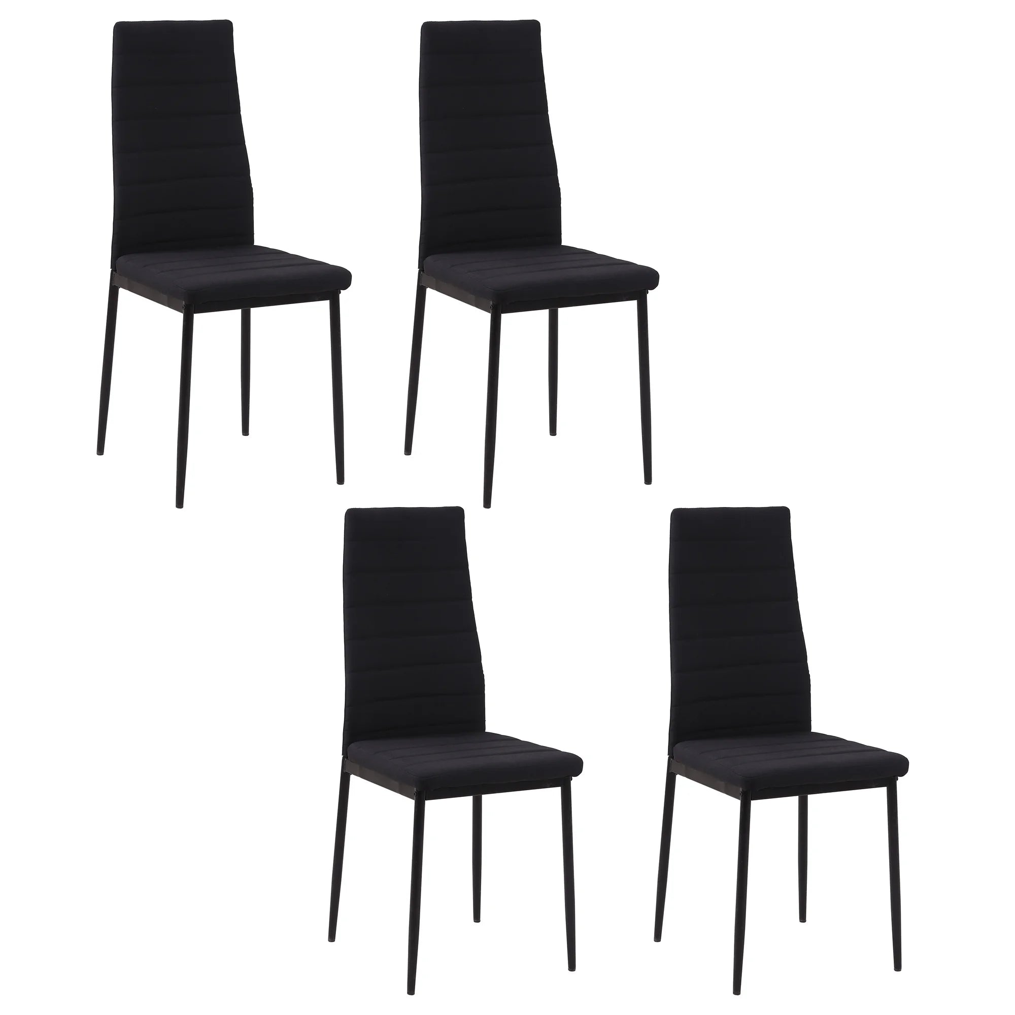 Lot de 4 chaises de salle à manger en tissu effet lin