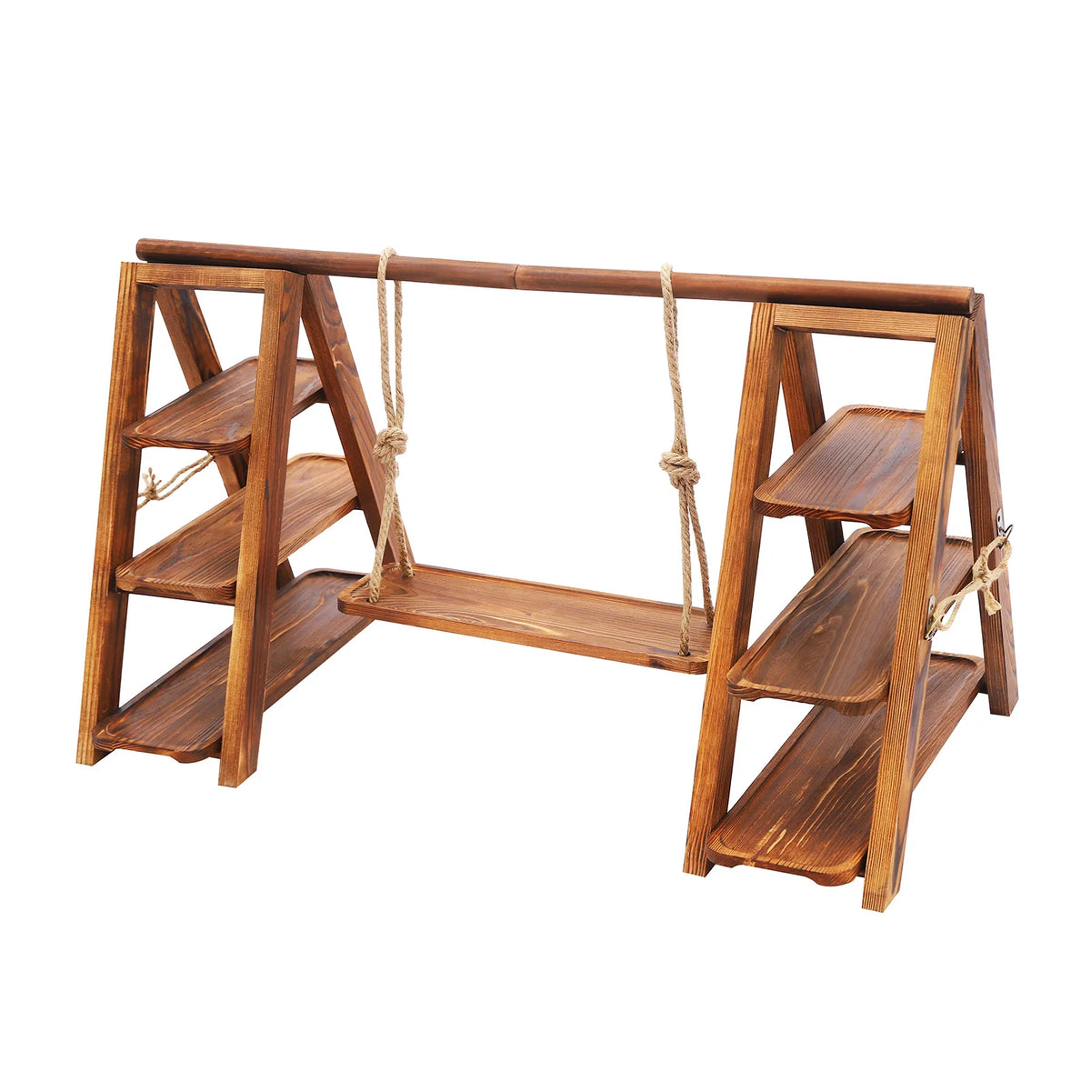 Présentoir à gâteaux en bois, décor balançoire