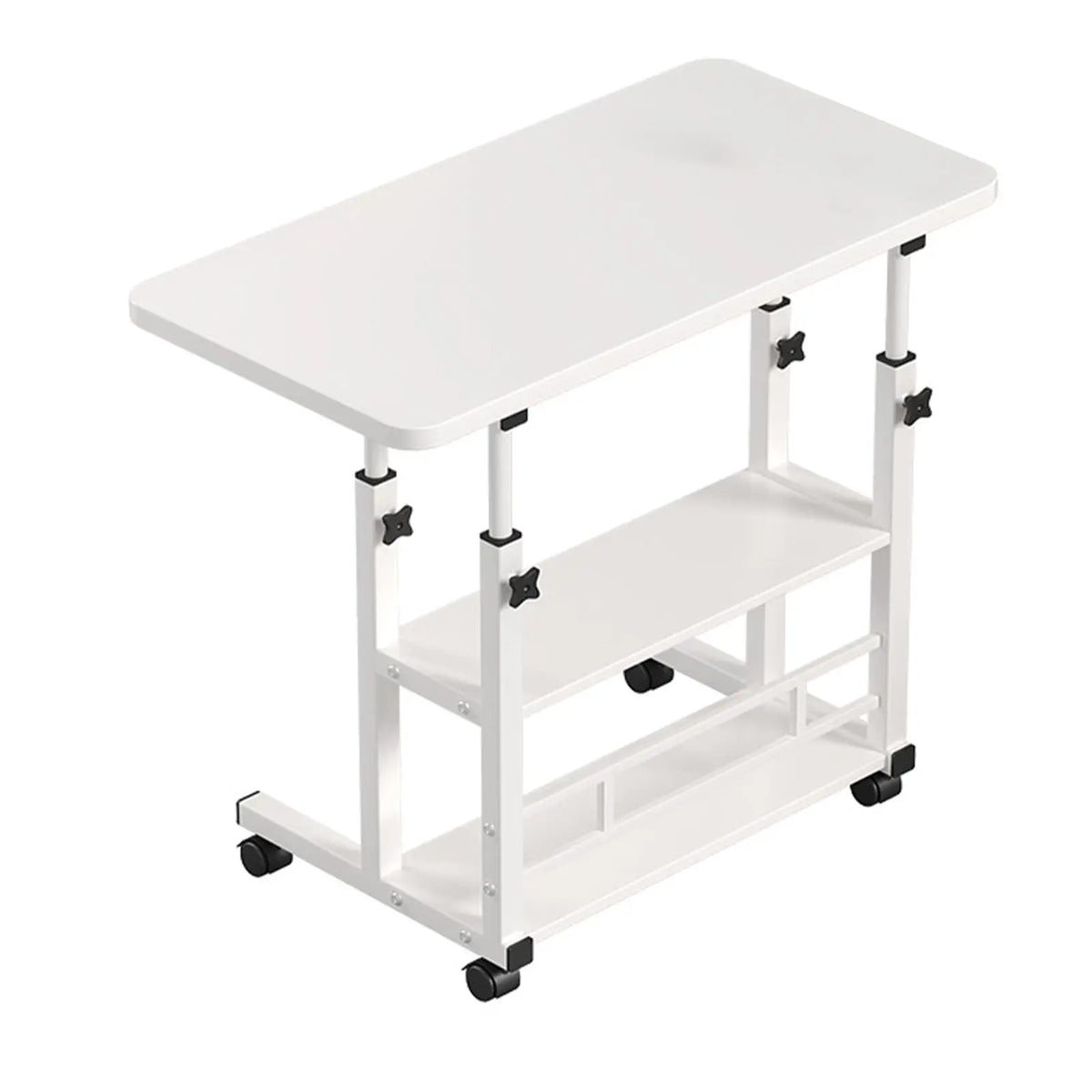Table de lit mobile réglable avec rangement à 3 niveaux — version blanche