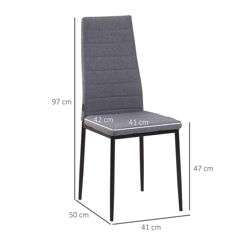 Lot de 4 chaises de salle à manger en tissu effet lin