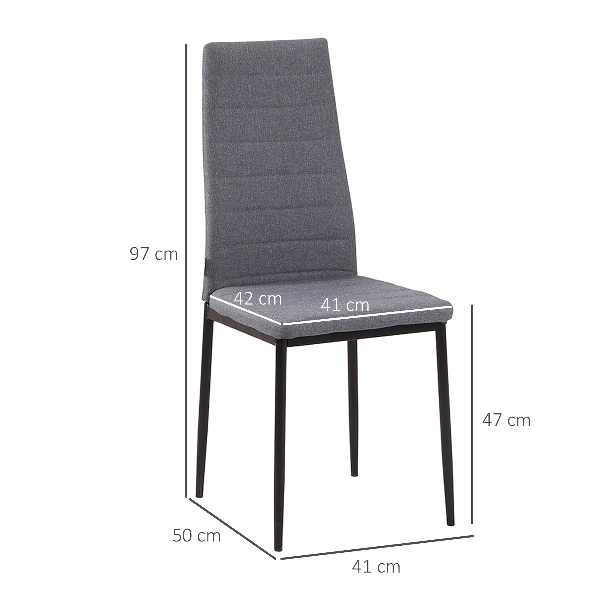 Lot de 4 chaises de salle à manger en tissu effet lin