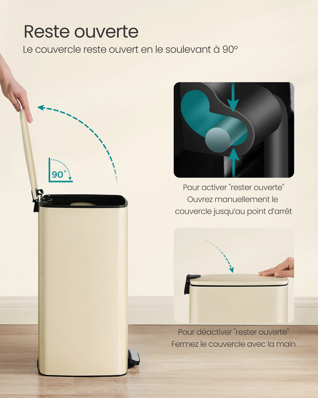 Poubelle de cuisine en acier 30 L