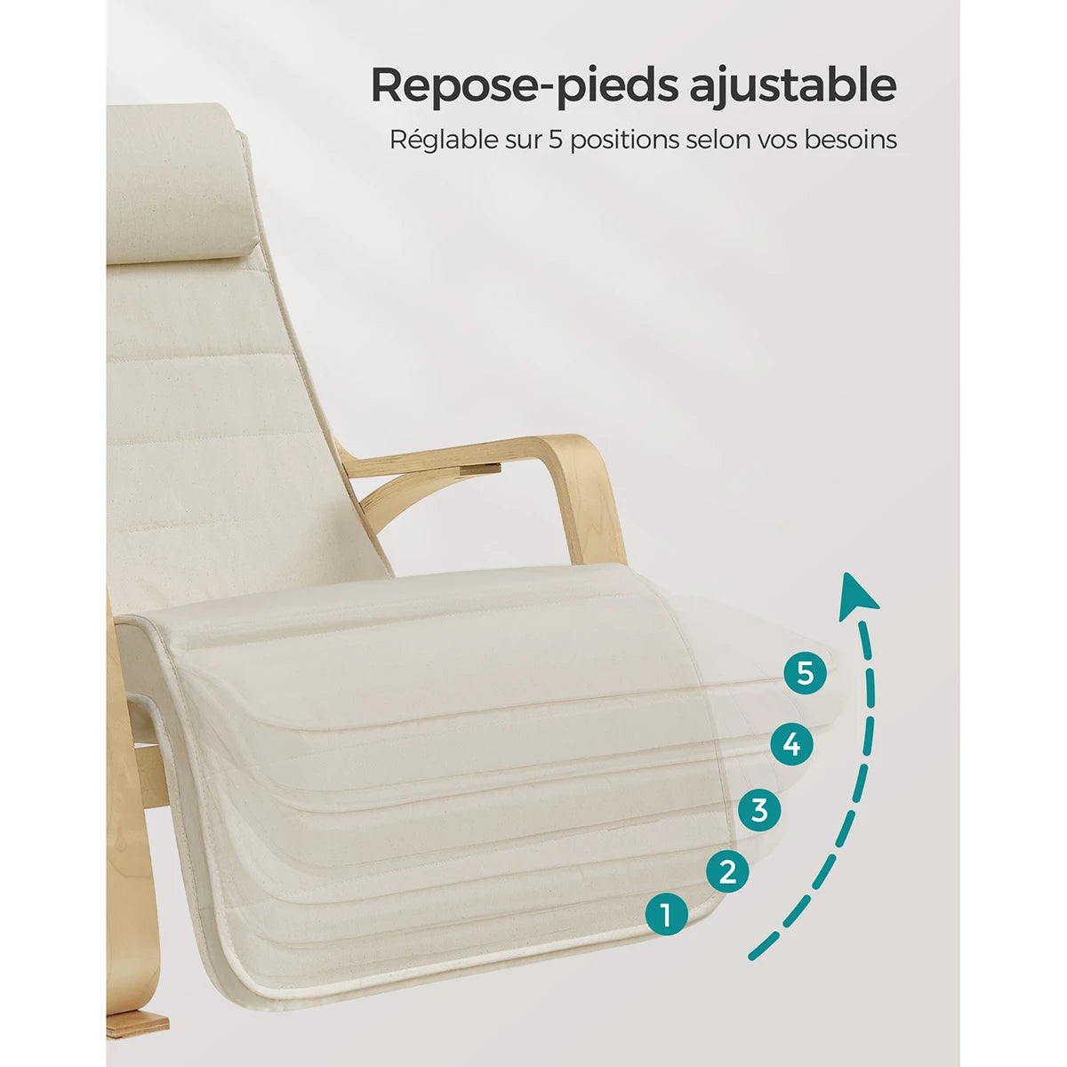 Fauteuil à bascule avec repose-pieds réglable 5 positions