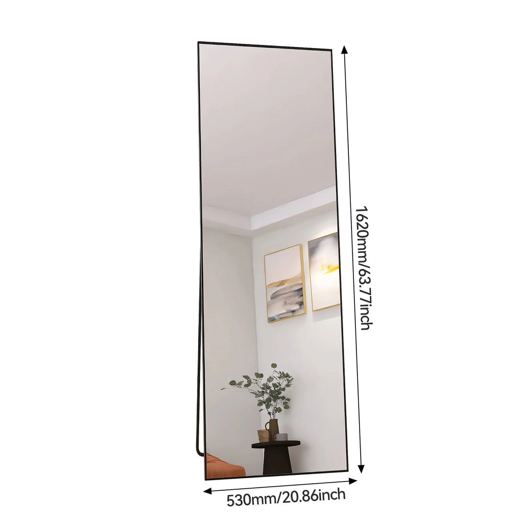 Grand miroir mural rectangulaire avec cadre noir, 162 × 53 cm, visuel 2