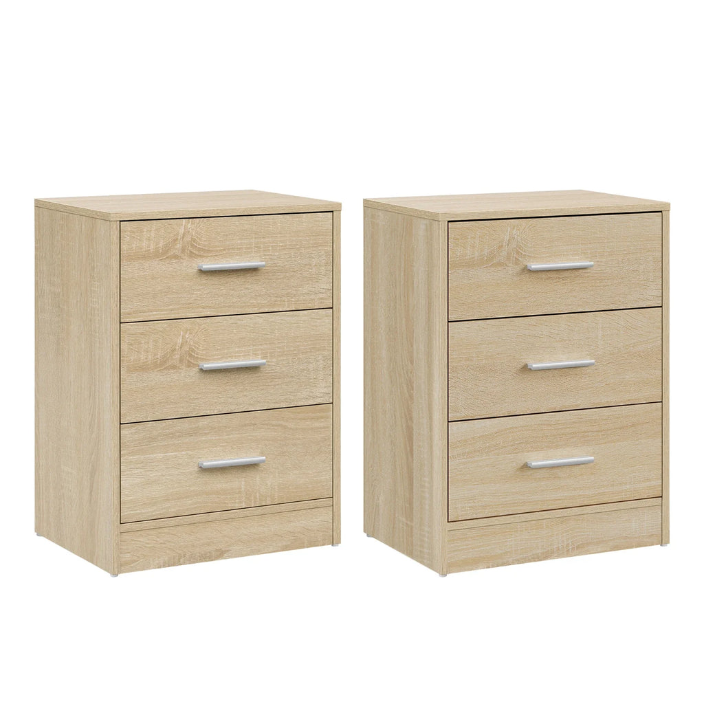 Lot de 2 tables de chevet à 3 tiroirs 39 × 54 cm