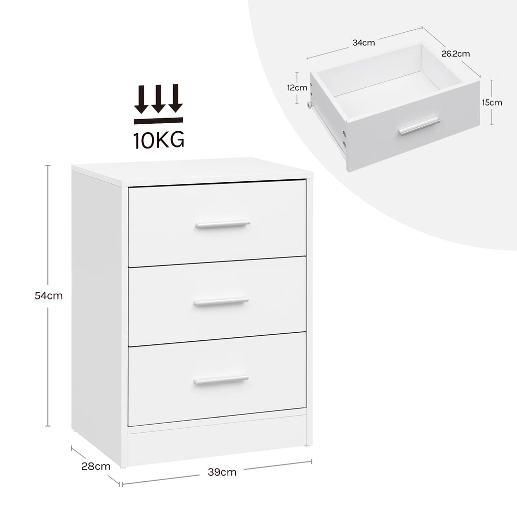 Lot de 2 tables de chevet à 3 tiroirs 39 × 54 cm
