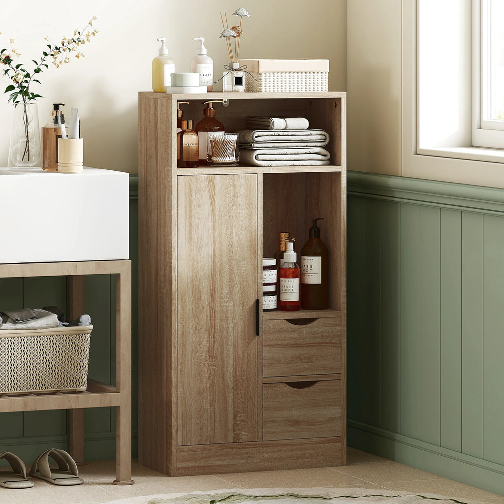 Colonne de salle de bain 2 tiroirs et étagère réglable