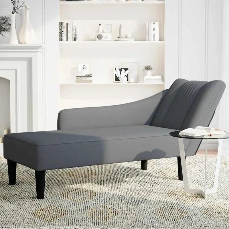 Méridienne en velours avec accoudoir droit 140 cm
