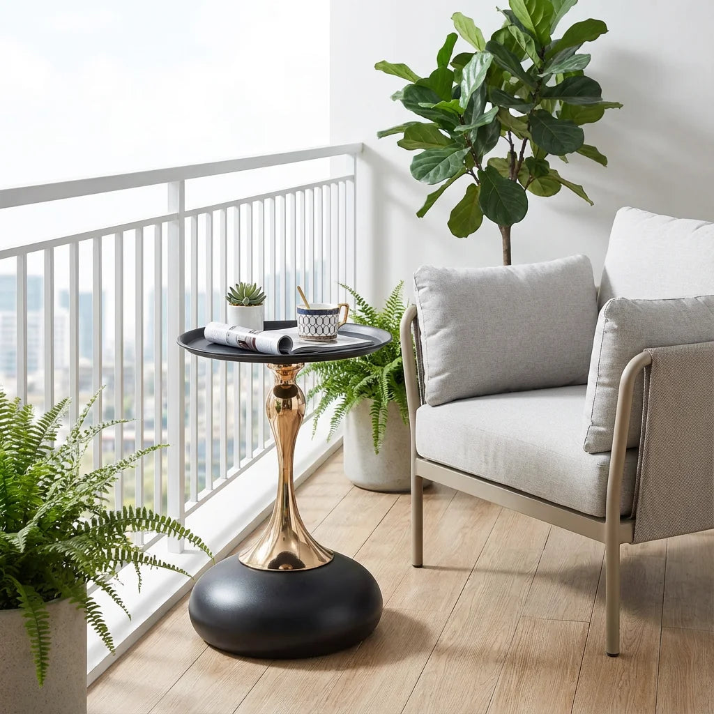 Table d’appoint ronde en métal hauteur 54 cm