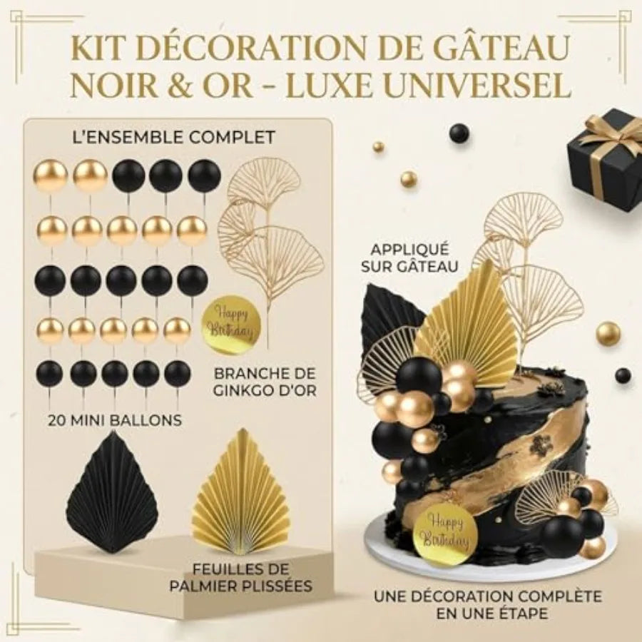 Présentation des éléments du kit de décoration de gâteau