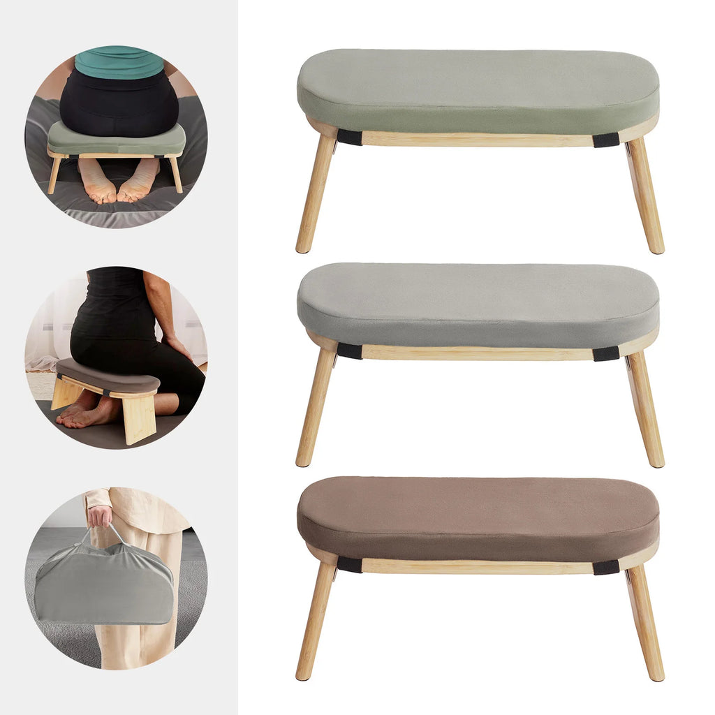 Banc de méditation pliable en bambou avec assise rembourrée — bancs en bambou
