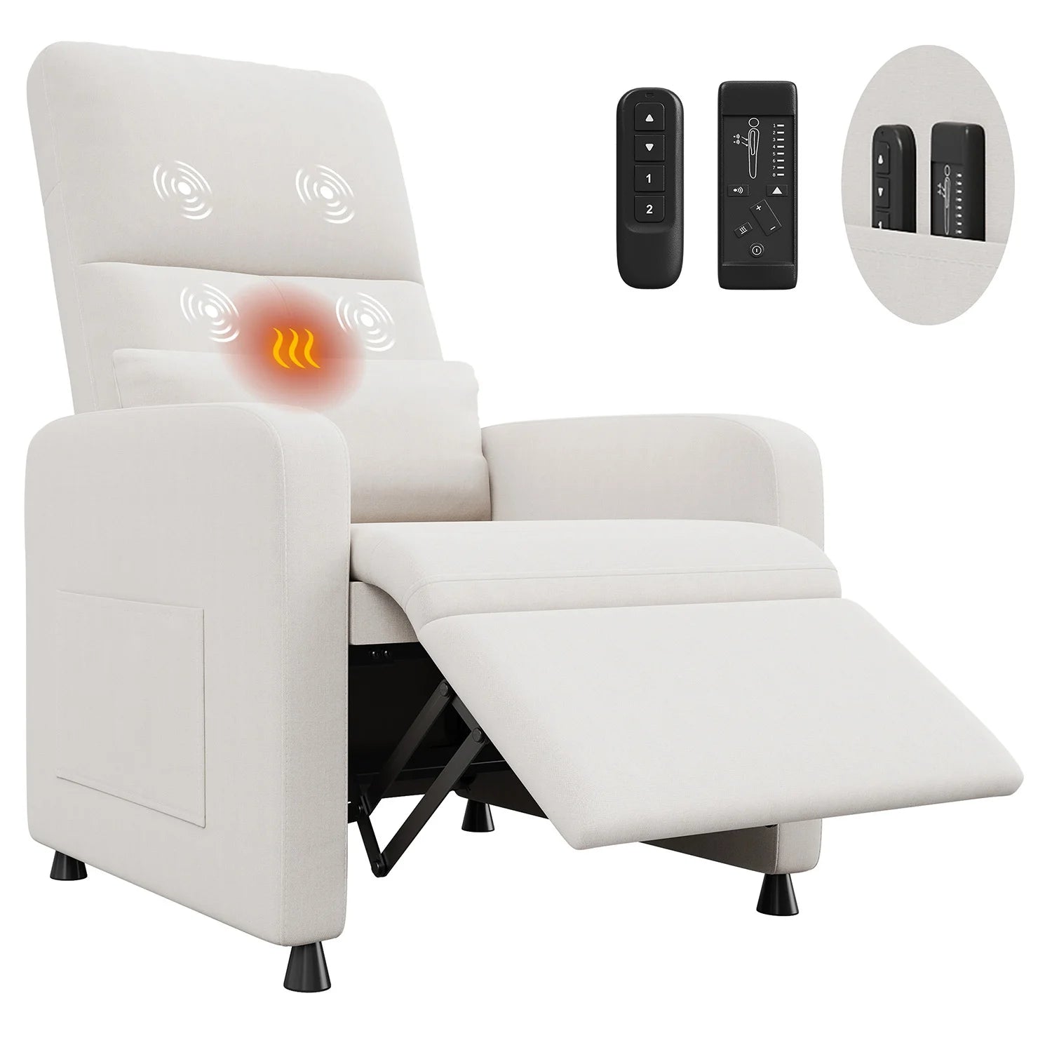 Fauteuil inclinable électrique massant et chauffant