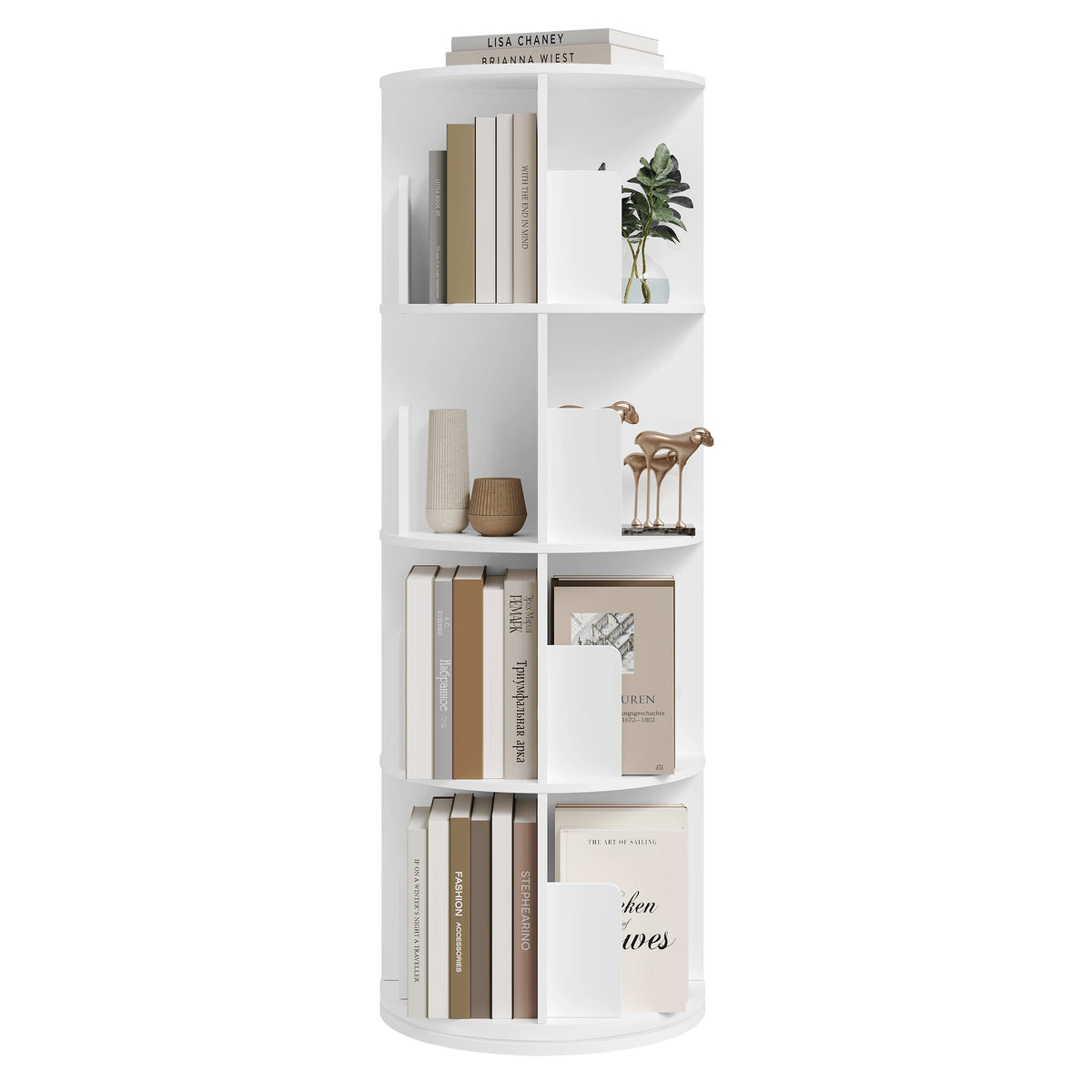 Bibliothèque pivotante à 4 niveaux, blanche