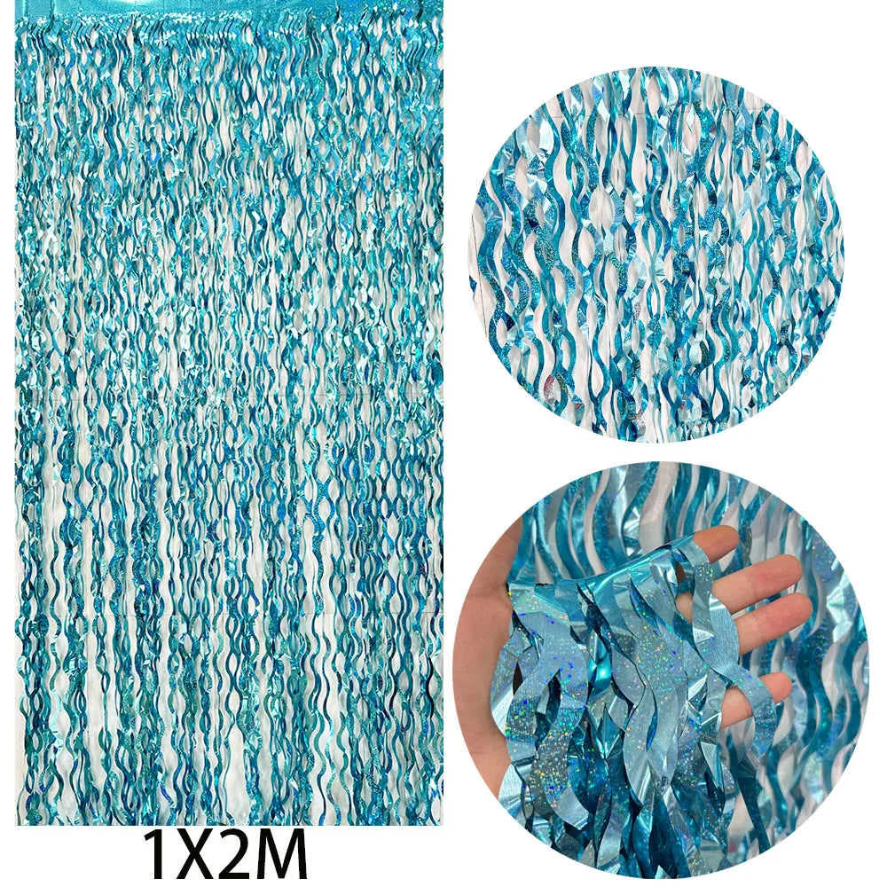 Variante turquoise du rideau de fête