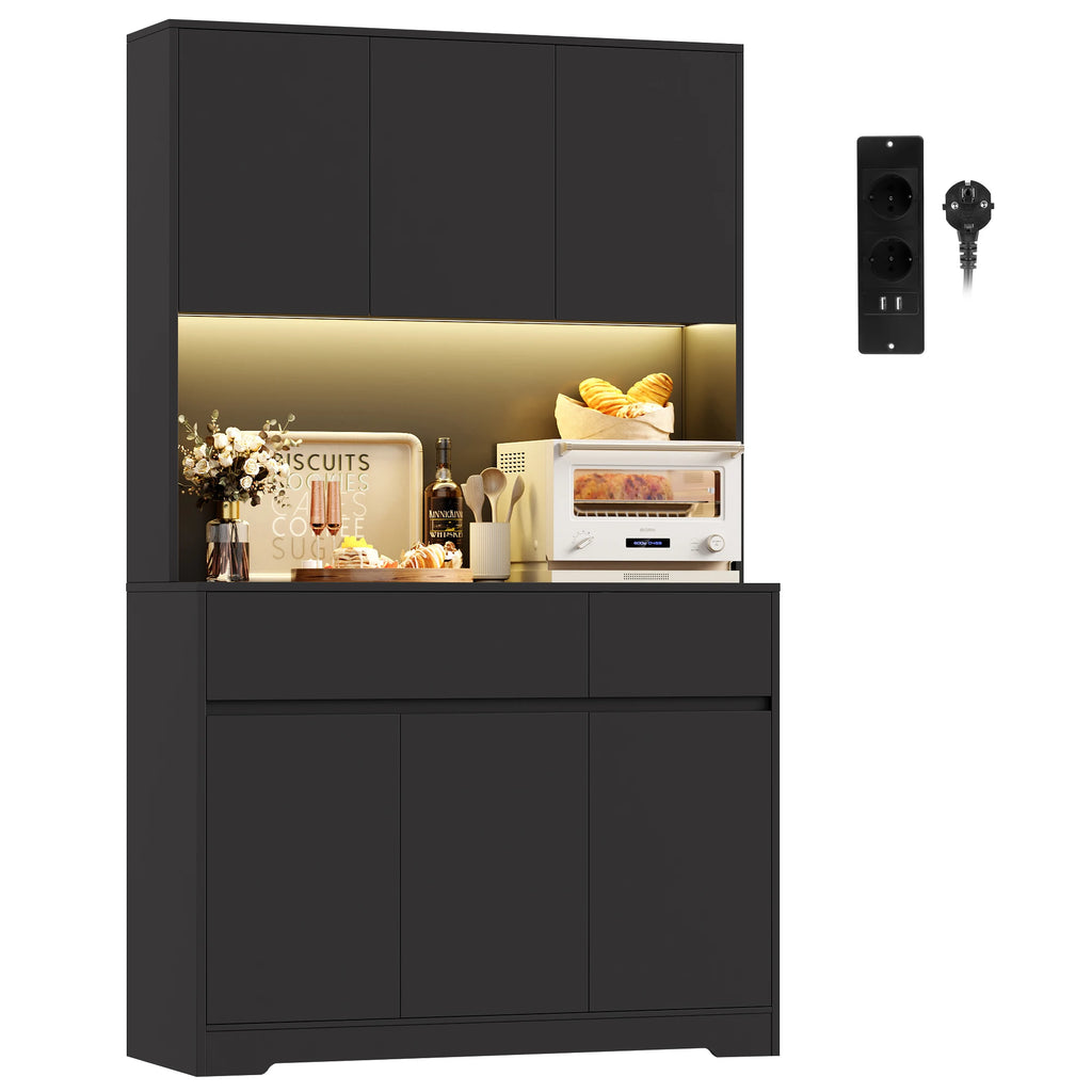 Vaisselier de cuisine avec LED, 6 portes et 2 tiroirs – 180 cm – vue 14