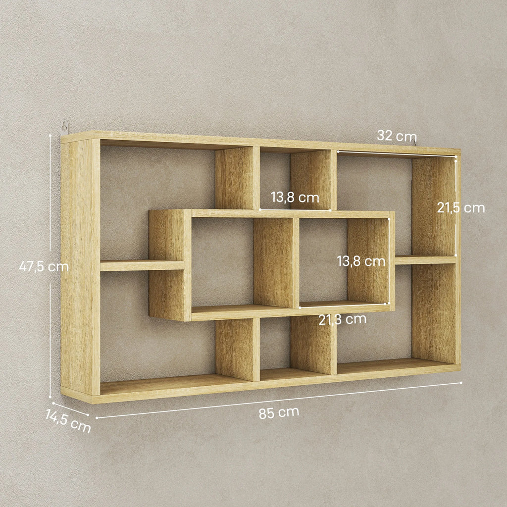 Étagère murale en bois à huit cases pour livres et CD, illustration 9