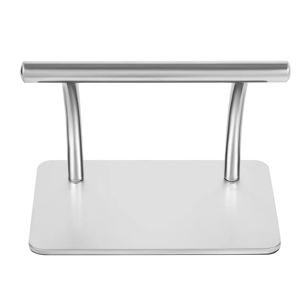 Repose-pieds de bureau en acier inoxydable argenté — vue de face