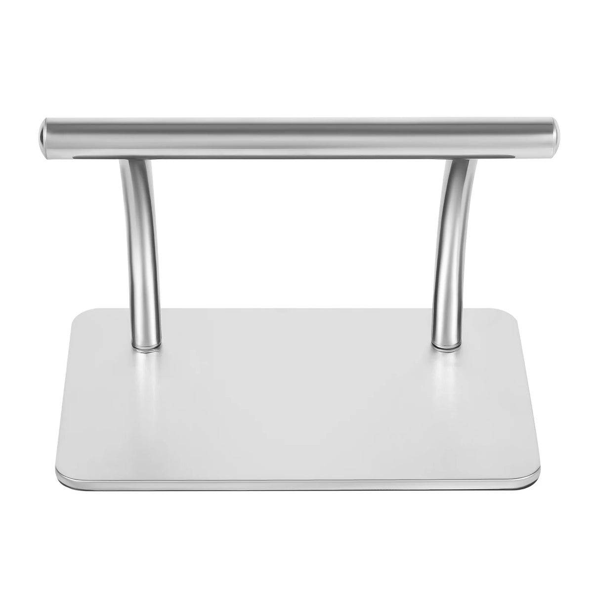 Repose-pieds de bureau en acier inoxydable argenté — vue de face
