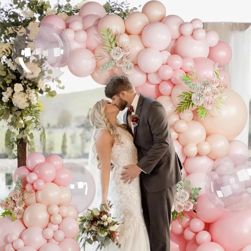 Kit arche de ballons 185 pièces, beige ou rose pastel — décor de réception