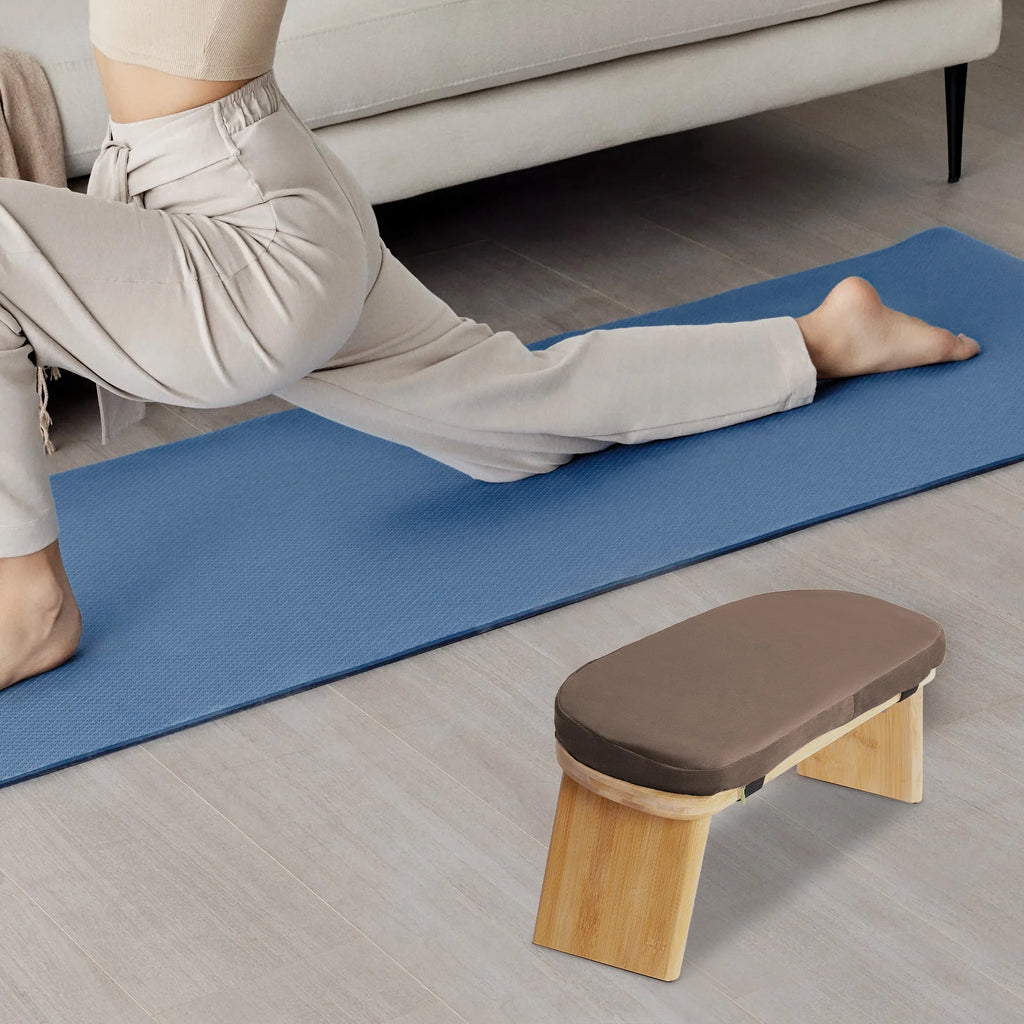 Banc de méditation pliable en bambou avec assise rembourrée — banc pliant au sol
