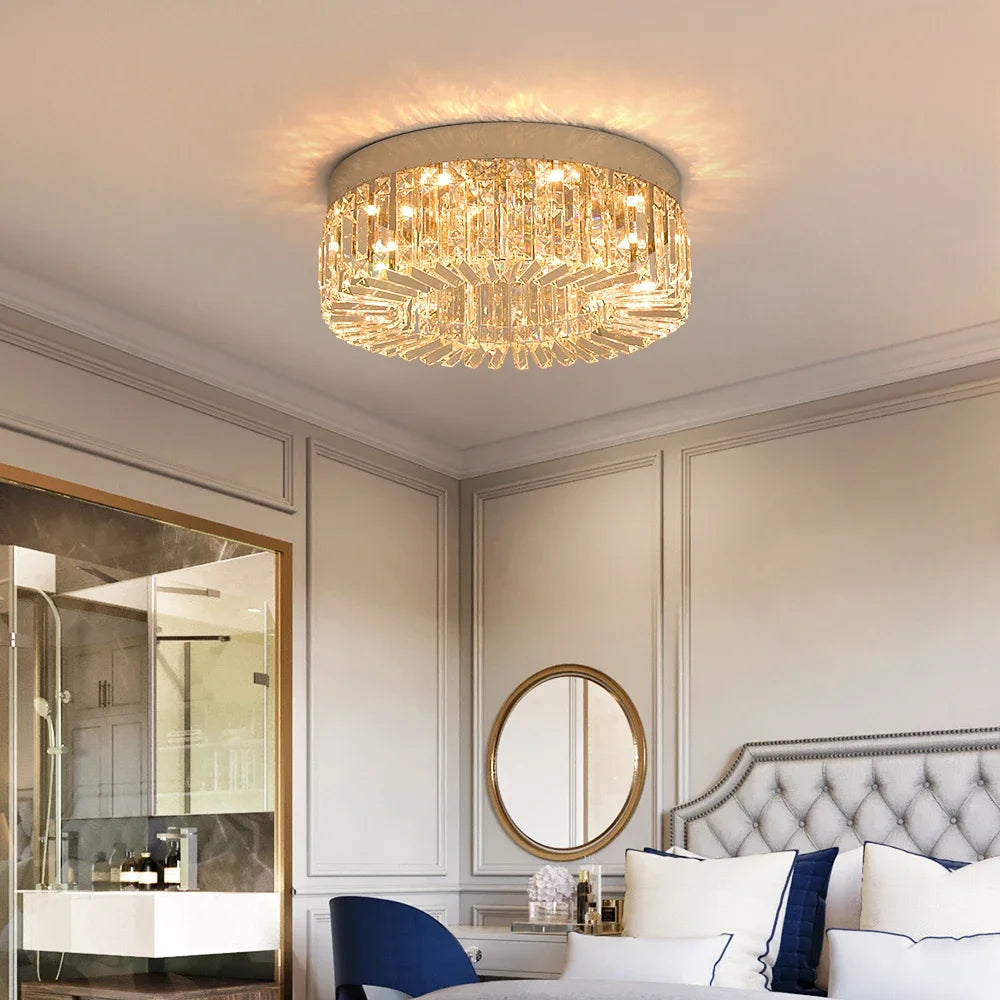 Plafonnier LED doré décoratif à éléments effet cristal, visuel 16