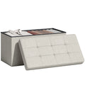 Banc coffre pliable 76 cm, rangement 84 L — coffre ouvert et couvercle