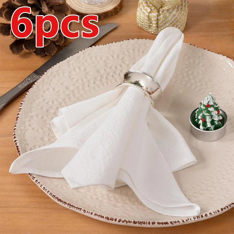 Serviettes de table texturées 40 × 40 cm, lot de 6 ou 12 — lot blanc de 6