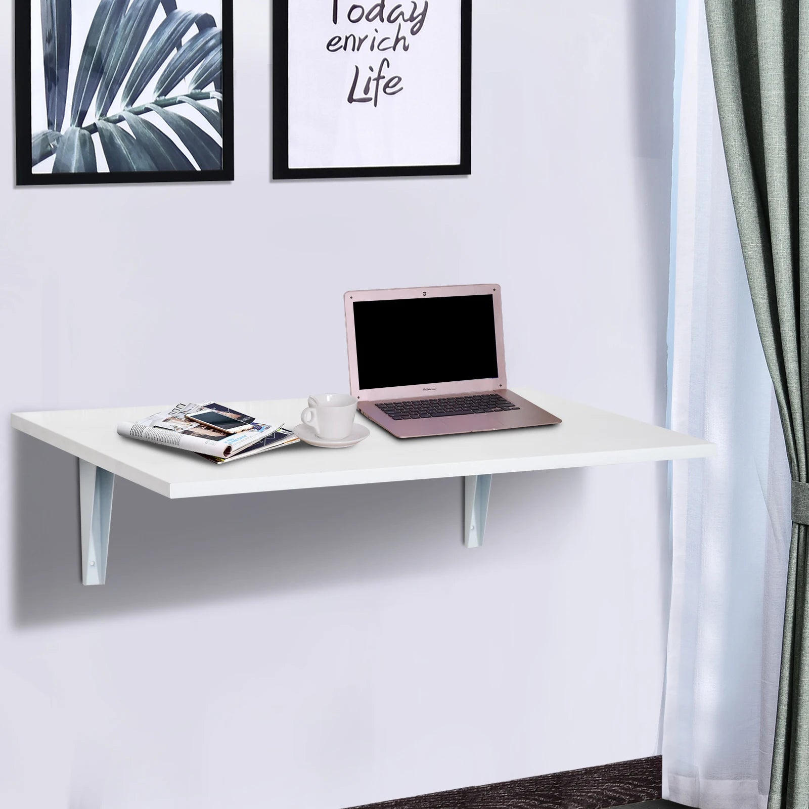 Table murale pliante 60 × 40 cm blanche