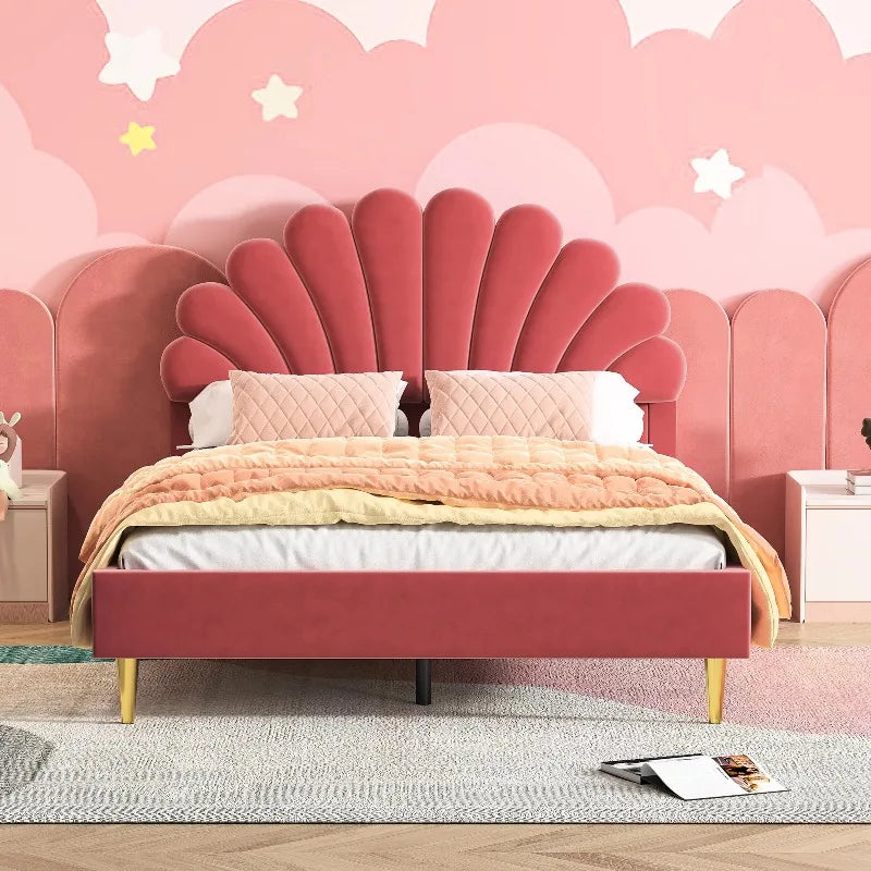 Lit enfant fleur en velours 90 ou 140 × 200 cm