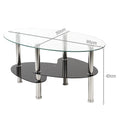 Table basse ovale en verre à 3 niveaux 90 × 50 cm