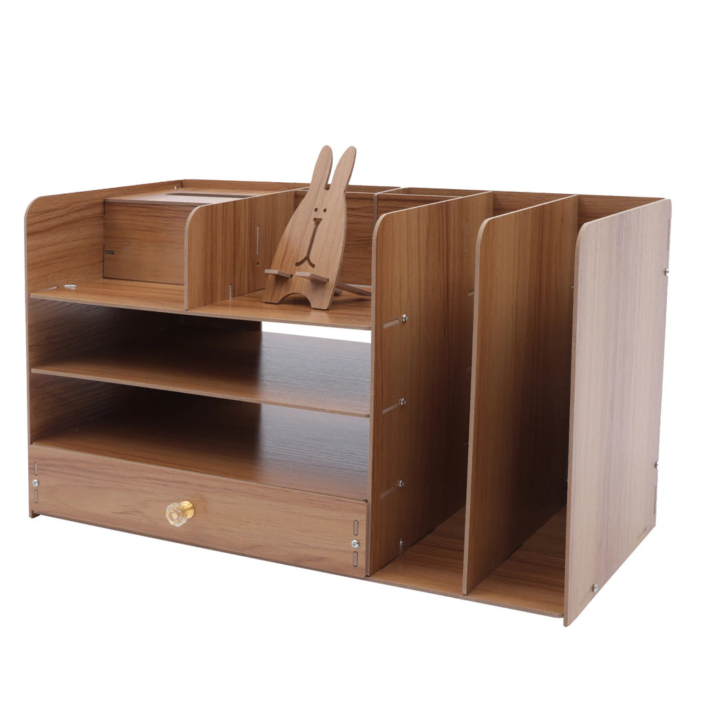 Organisateur de bureau en bois avec tiroir, 48 cm — rangements verticaux