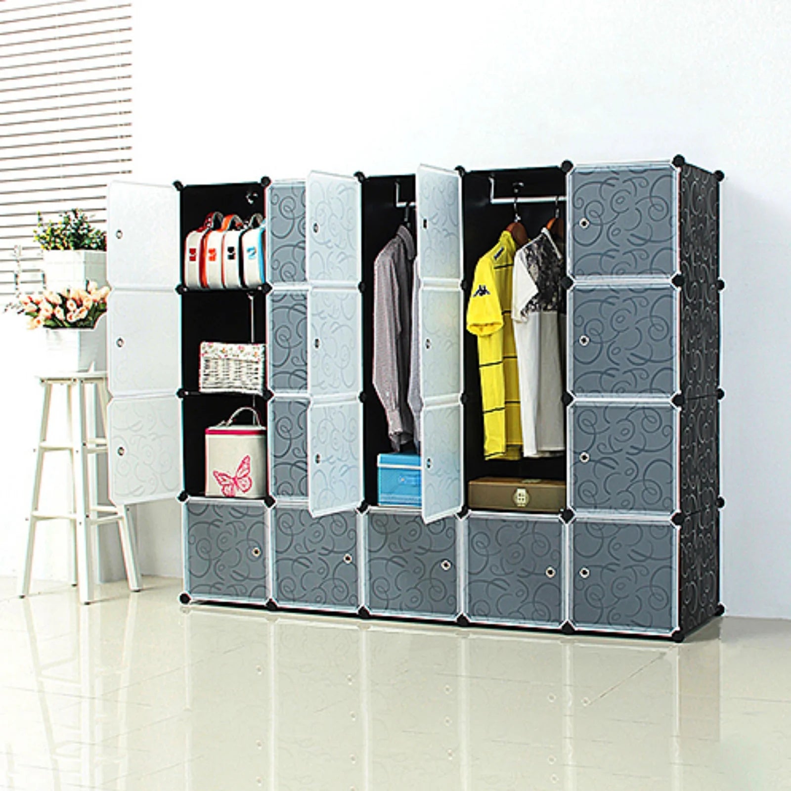 Armoire modulable 20 cubes avec 2 penderies