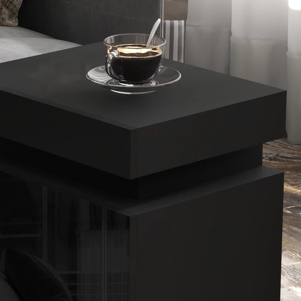Table de chevet LED RVB brillante avec 2 tiroirs