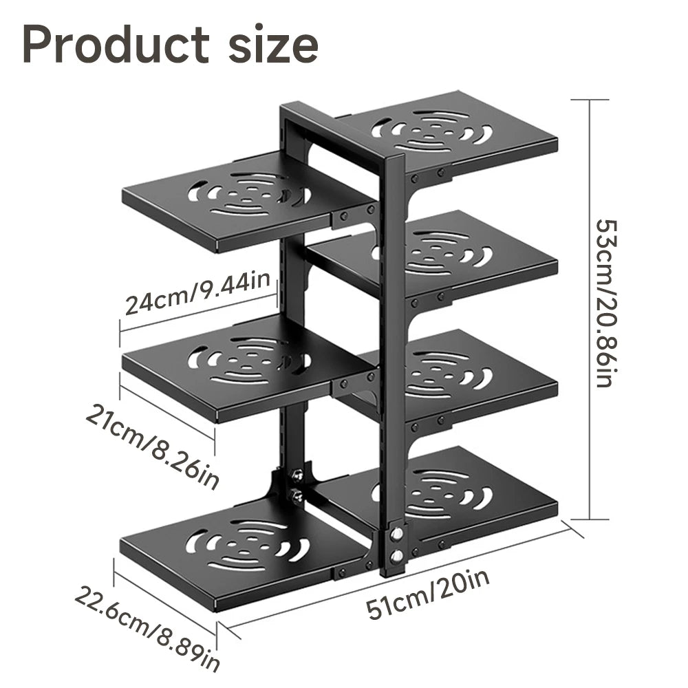 Support de rangement noir à quatre niveaux pour casseroles, visuel 5