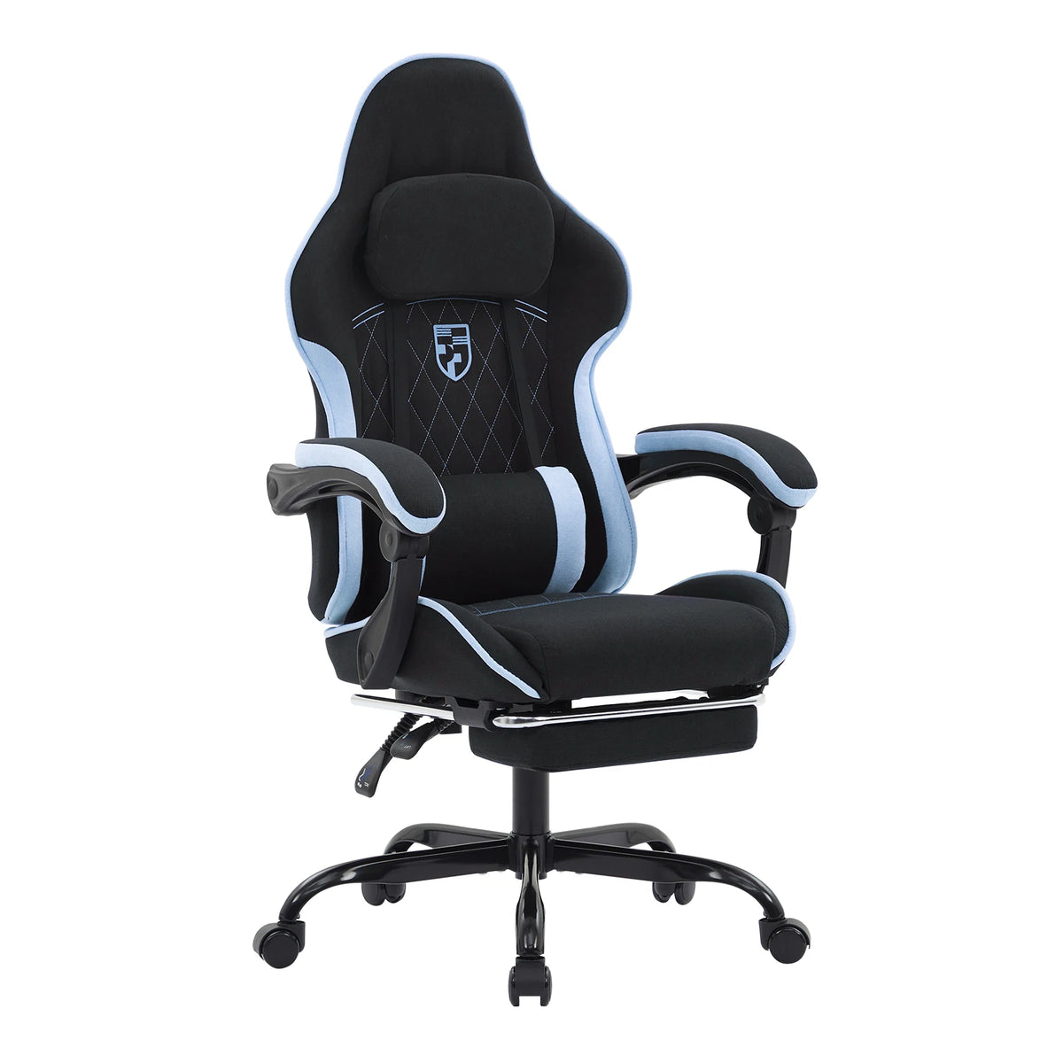 Fauteuil gaming avec repose-pieds — version noire et bleue