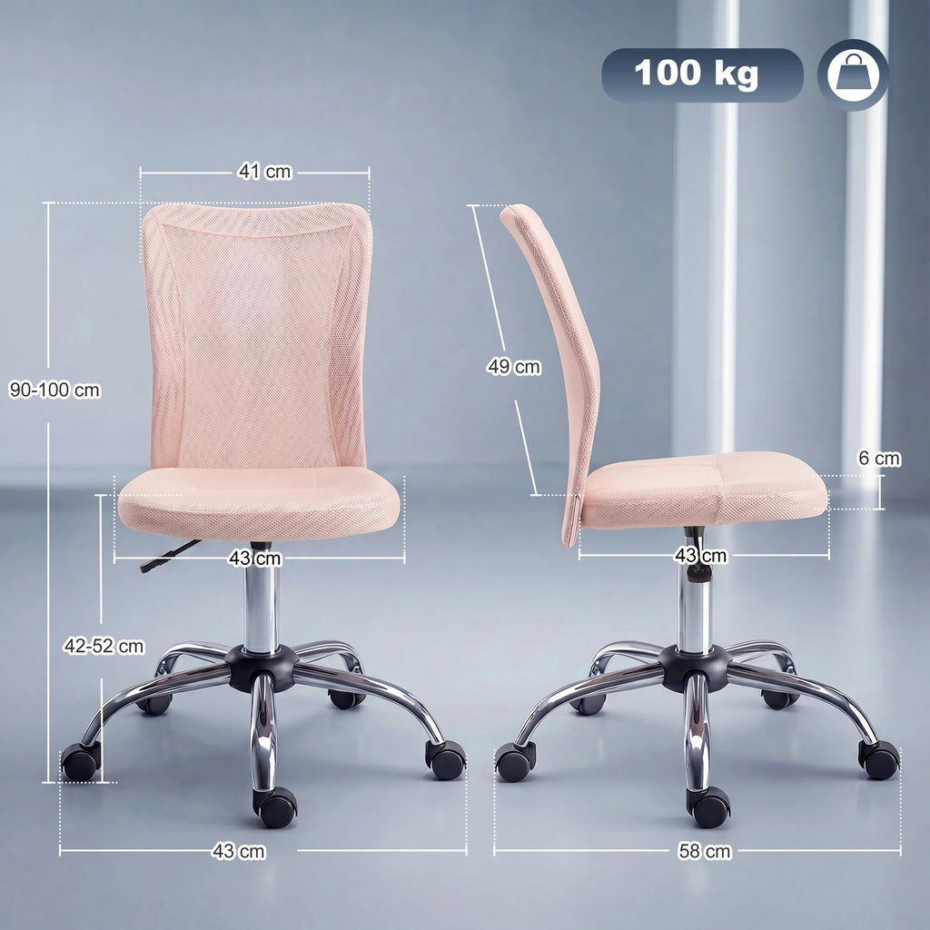 Chaise de bureau rose en maille réglable et pivotante