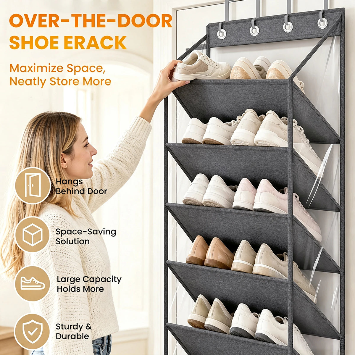 Rangement suspendu pour chaussures à dix poches, visuel 9