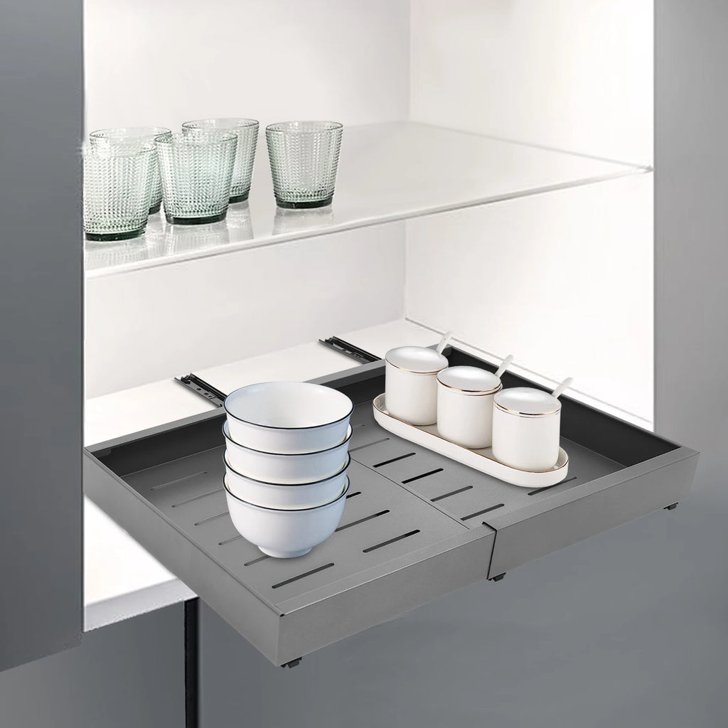 Tiroir de rangement extractible et extensible sans perçage