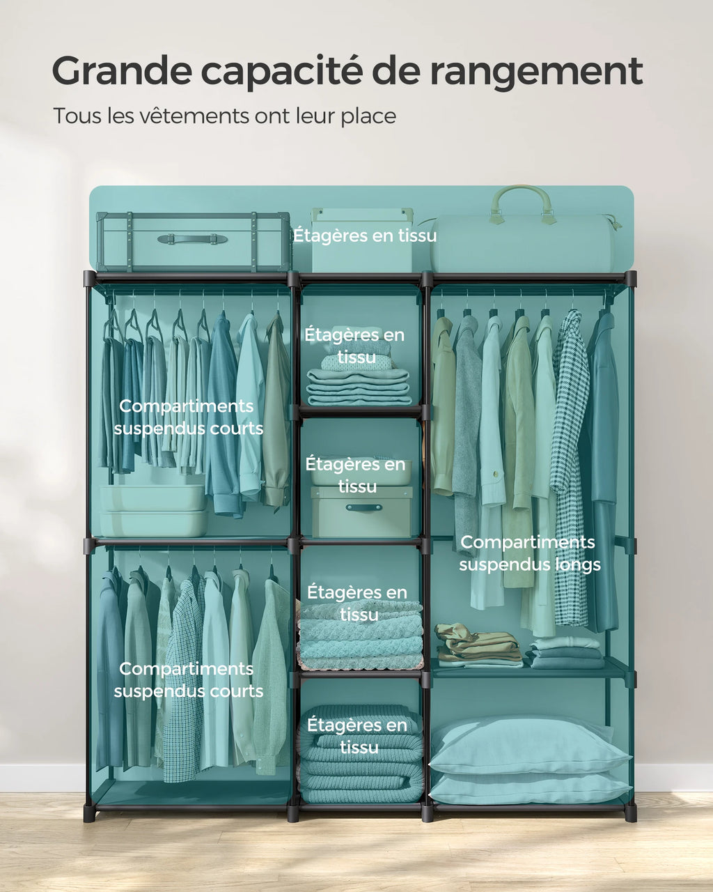 Dressing ouvert modulable 182 × 43 × 182 cm