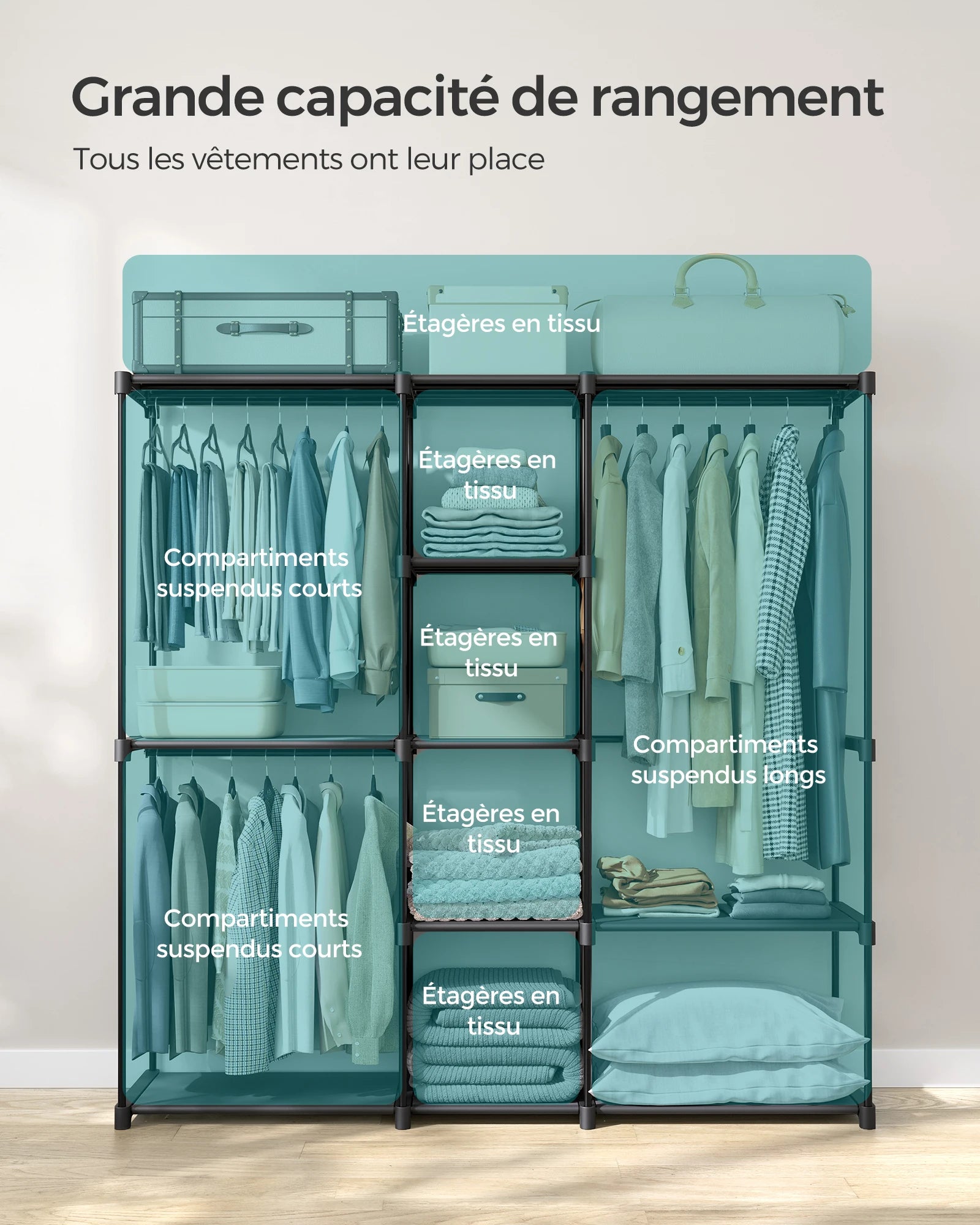 Dressing ouvert modulable 182 × 43 × 182 cm