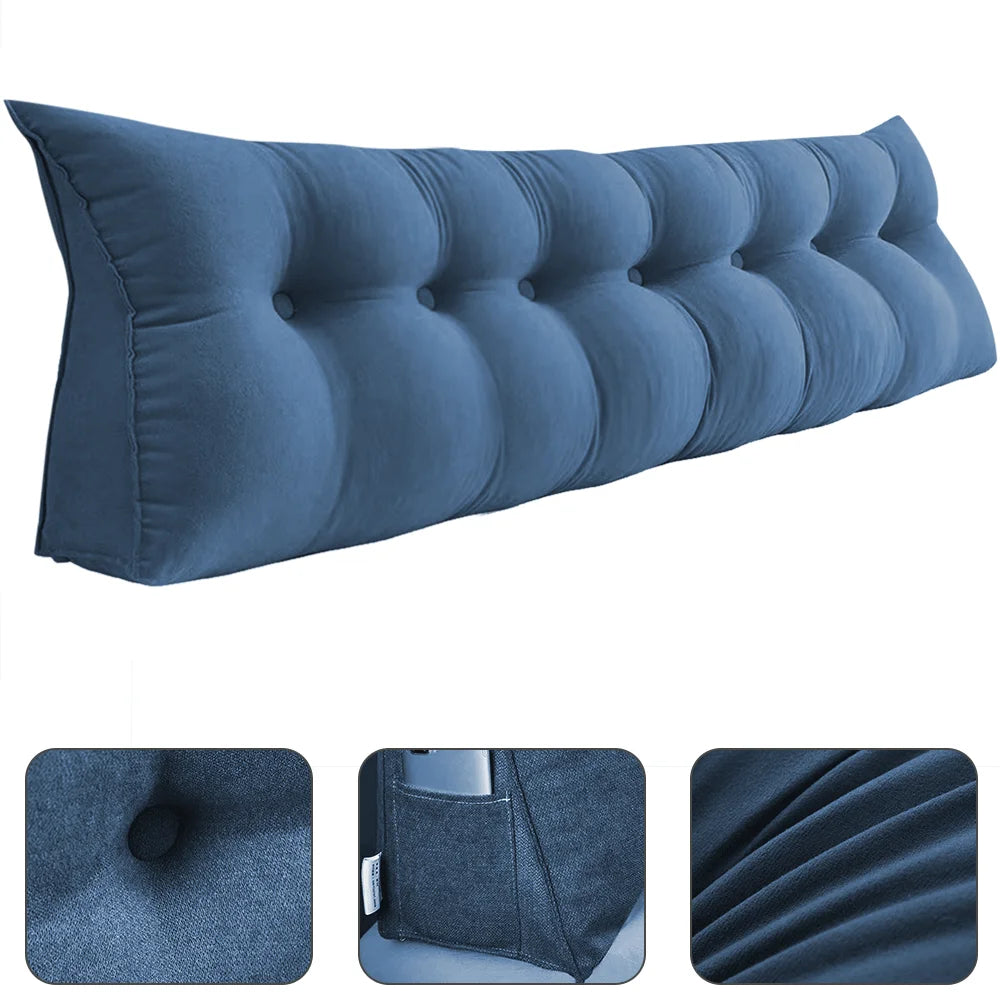 Coussin triangulaire de dossier pour tête de lit, coloris bleu profond, visuel 9