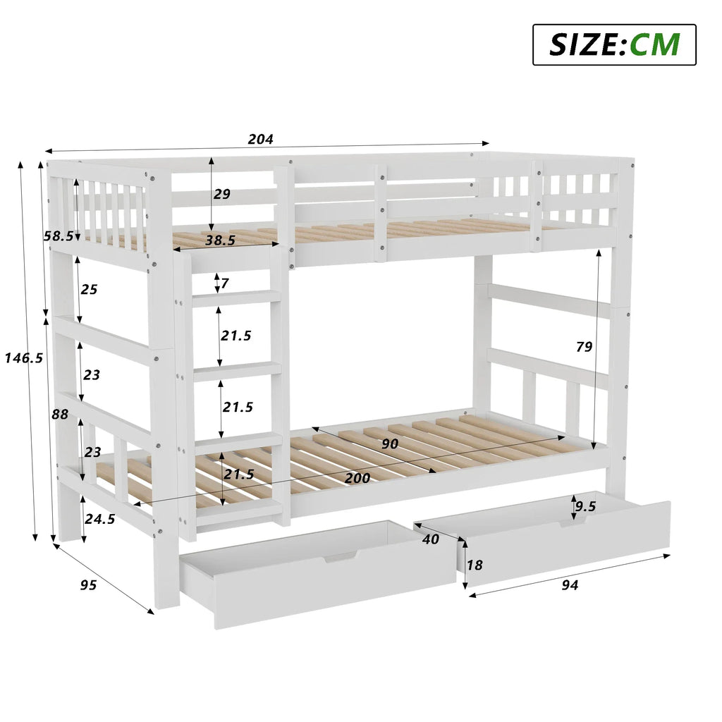 Lit superposé cabane pour 2 enfants 90 ou 140 × 200 cm