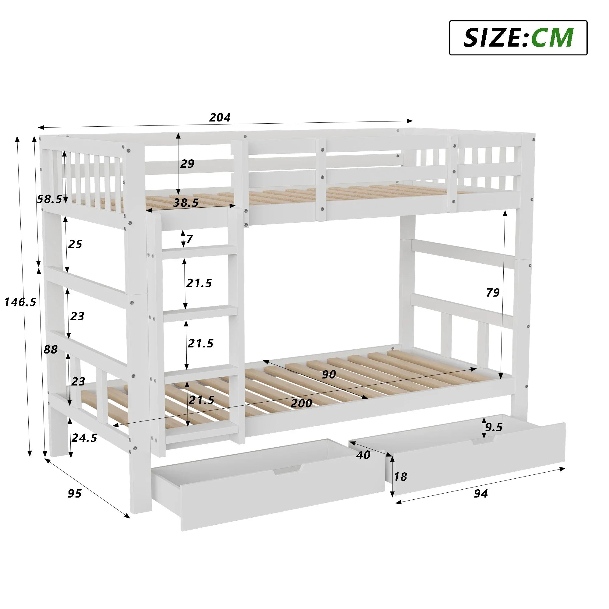 Lit superposé cabane pour 2 enfants 90 ou 140 × 200 cm