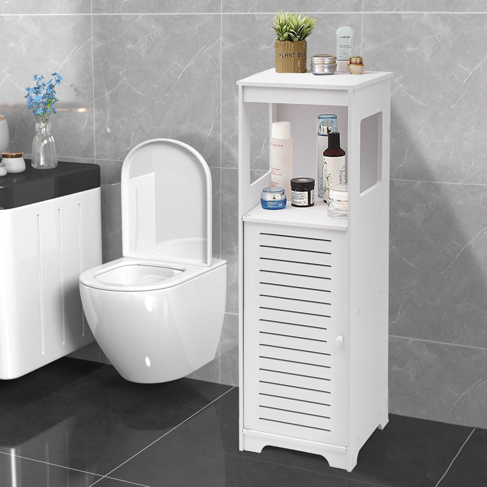 Meuble de salle de bain 4 niveaux en PVC 28 × 25 × 90 cm