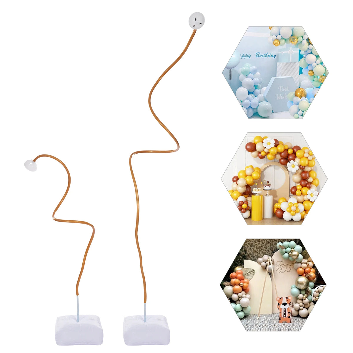Kit de support demi-arche pour ballons avec base blanche et accessoires d’assemblage