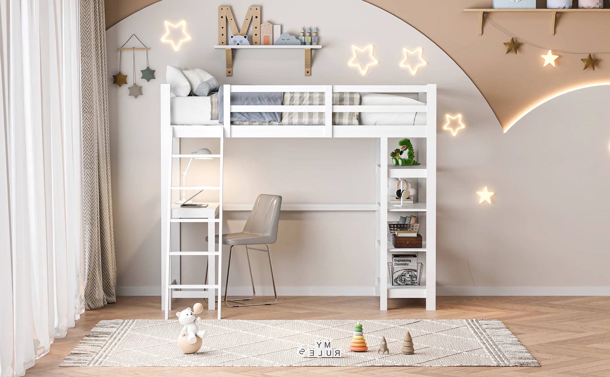 Lit superposé cabane pour 2 enfants 90 ou 140 × 200 cm