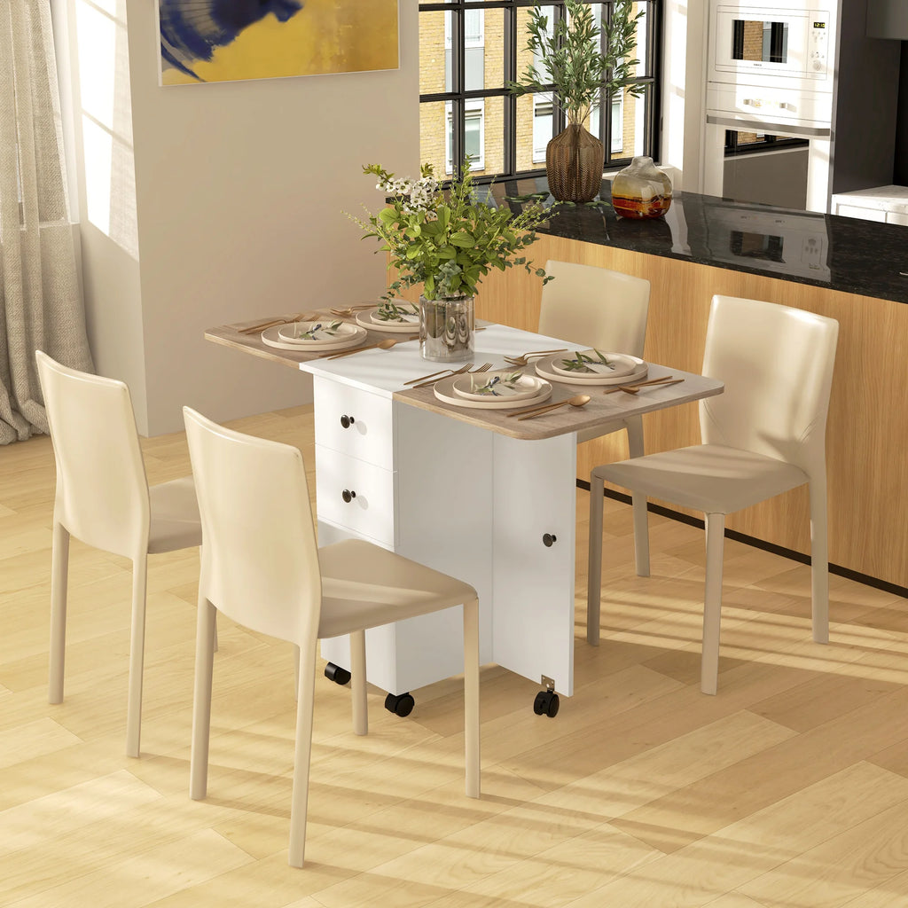 Table à manger pliante mobile 120 × 60 cm avec rangement